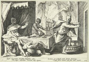 Lykaon se promění ve vlka od Hendrick Goltzius