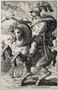 Marcus Curtius Římští hrdinové (název série) od Hendrick Goltzius