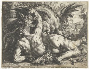 Kadmovi společníci pohlcení drakem od Hendrick Goltzius