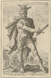 Mucius Scaevola, list 3 ze série „Římští hrdinové“ od Hendrick Goltzius