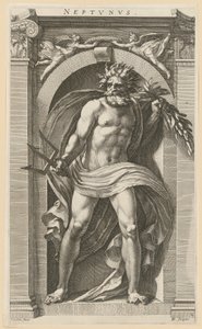 Neptun, list č. 2 ze série „Osm antických božstev“ od Hendrick Goltzius
