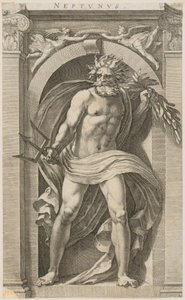 Neptun, list č. 2 ze série „Osm antických božstev“ od Hendrick Goltzius