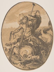 Oceanus, z knihy Božstva od Hendrick Goltzius
