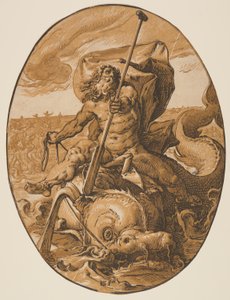 Oceanus, z knihy Božstva od Hendrick Goltzius
