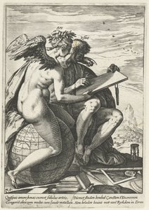 Cvičení a umění (Ars/Usus) Odměna za práci, píli, praxi a umění (název série) od Hendrick Goltzius
