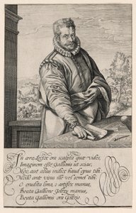 Philips Galle (1537-1612), žák Coornhert z Haarlemu, rytec a vydavatel v Antverpách od roku 1570; Křest eunucha v pozadí vlevo od Hendrick Goltzius