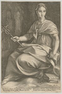 Polyhymnia, list 8 ze série „Devět múz“ od Hendrick Goltzius