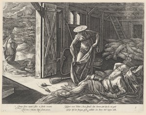 Ruth a Boaz v sýpce Historie Ruth (název série) od Hendrick Goltzius