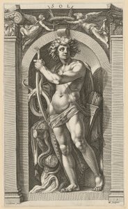 Sol, list 5 ze souboru „Osm antických božstev“ od Hendrick Goltzius