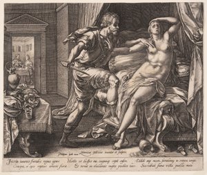 Tarquinius a Lukrécie, z knihy Příběh Lukrécie od Hendrick Goltzius
