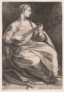 Terpsichora, múza tance, z knihy Devět múz od Hendrick Goltzius