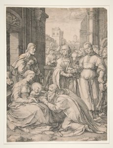 Klanění tří králů ze série Narození a časný život Krista od Hendrick Goltzius