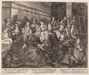 Hostina Tarquinia Collatina z knihy Příběh Lukrécie od Hendrick Goltzius