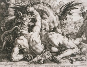 Drak požírající Kadmovy druhy od Hendrick Goltzius