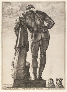 Farneský Herkules, z knihy Tři slavné antické sochy v Římě od Hendrick Goltzius