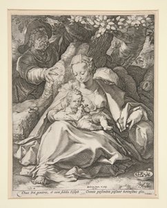 Svatá rodina pod třešní/ Odpočinek na letu do Egypta pod třešní od Hendrick Goltzius