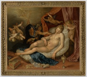Spící Danaé připravovaná pro Jupitera od Hendrick Goltzius