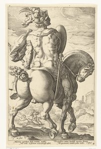 Titus Manlius na koni Římští hrdinové (název série) od Hendrick Goltzius