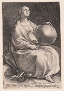 Urania, múza astronomie, z knihy Devět múz od Hendrick Goltzius