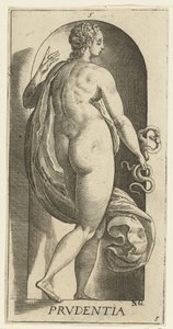 Pozor Prudentia (název na objektu) Sedm ctností (název série) od Hendrick Goltzius