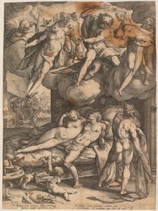 Vulkán překvapil Mars a Venuši od Hendrick Goltzius