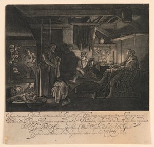 Jupiter a Merkur jako hosté Filemona a Baucis od Hendrick Goudt