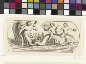 Amfitrit na voze Nouveau Livre des Dieux et Deeßes De la Marine Bouckje mořských bohů a bohyň (název série) od Hendrick de Keyser (I)