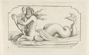 Triton hraje na harfu Nouveau Livre des Dieux et Deeßes De la Marine Bouckje mořských bohů a bohyň (název série)