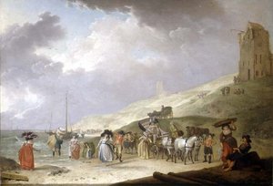 Elegantní společnost na pláži v Scheveningen, 1787