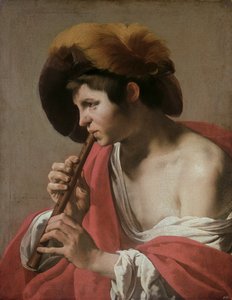 Knave hraje na zobcovou flétnu, 1621 od Hendrick ter Brugghen