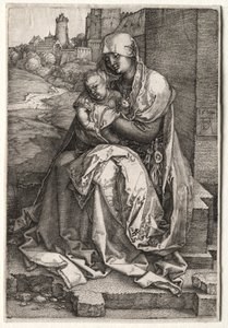 Panna a dítě sedící u zdi od Hendrick ter Brugghen