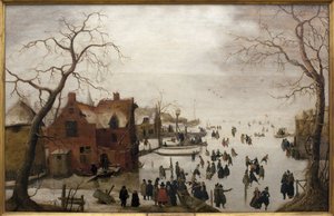 Zimní scéna – Malba Hendricka Avercampa (1585-1634), olej na dřevě, cca 1620 (Zimní scéna, Hendrick Avercamp, olej na panelu, cca 1620) – Musee d