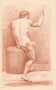 Sedící mužský akt, při pohledu zezadu (1. cena 1796) od Hendrik Bitter