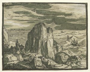 Ze sady 4 krajin: Cliffon na mořském pobřeží. od Hendrik Goltzius