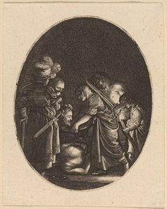 Stětí hlavy svatého Jana Křtitele od Hendrik Goudt after Adam Elsheimer