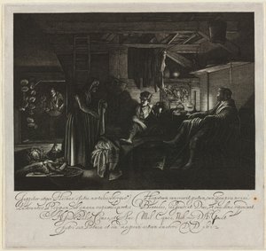 Jupiter a Merkur v domě Filemona a Baucis od Hendrik Goudt after Adam Elsheimer