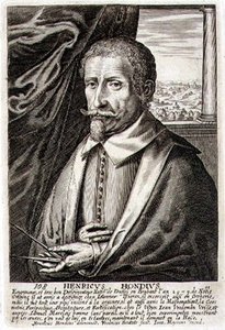Autoportrét, deska 108 ze série portrétů umělců, ryl Frederik Bouttats II (fl.1643-76) (rytina) od Hendrik I (after) Hondius