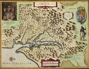 Mapa Virginie (ručně kolorovaná rytina)