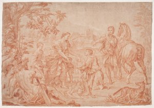 Romulus a Remus (Livy 1, 4). Studie efter Carlo Marattis maleri i Sanssouci, Potsdam (udf. 1692 pro Niccolo Maria Pallavicini) od Hendrik Krock