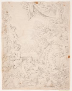 Sølvalderen. Studie po složení Pietro da Cortona v Sala della Stufa, Palazzo Pitti, Florencie od Hendrik Krock