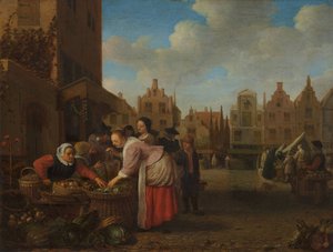 Pohled na Velký trh v Rotterdamu, 1654 od Hendrik Maertensz Sorgh