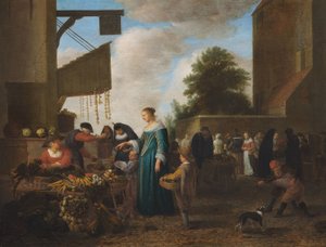 Zelný trh, asi 1660 (olej na dubovém dřevě)