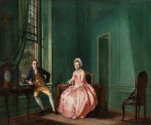 Básník Johannes Nomsz a jeho žena Anna Maria Telghorst ve svém pokoji, Amsterdam