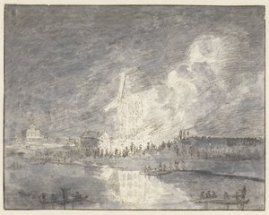 Požár ve mlýně na Muiderdijku, asi 1710