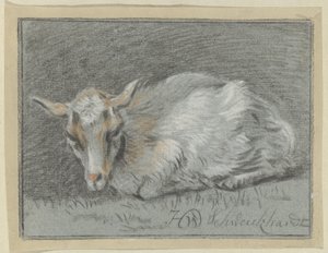 ležící koza od Hendrik Willem Schweickhardt (signed by artist)