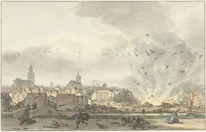 Výbuch lodi Kruithuis v Delftu, 12. října 1654 od Hendrik de Winter (signed by artist)