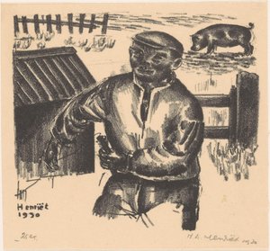 Farmář ve stodole