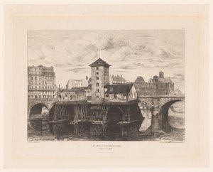 Gezicht op de Pont Notre-Dame Pont Notre Dame Pump (název na objektu) L