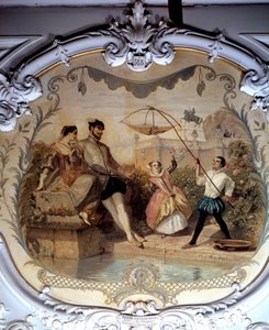Rybářská scéna na zámku Chantilly Obraz Henri Baron (1816-1885) 1846 Ne. 0,97x1,14 m Chantilly, Musee Conde