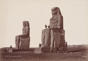 Théby, Memnonovy kolosy (Thebes, Colosses de Memnon), 70. léta 19. století (foto)